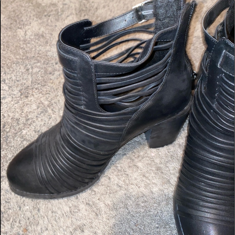 Black strappy ankle booties